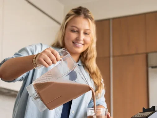 Herbalife nutrition shake freshly prepared at home with healthy ingredients, served in a glass as part of a balanced weight management and wellness routine.