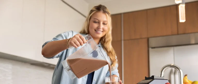 Herbalife nutrition shake freshly prepared at home with healthy ingredients, served in a glass as part of a balanced weight management and wellness routine.