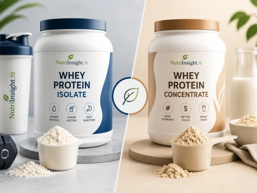 Whey protein isolate vs concentrate bottles with protein powder comparison