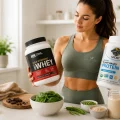 Whey protein vs plant protein comparison with whey and plant-based protein powders