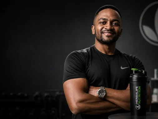 Herbalife Zambia Prices 2026 featuring Coach Foster with Herbalife shaker in a premium fitness studio